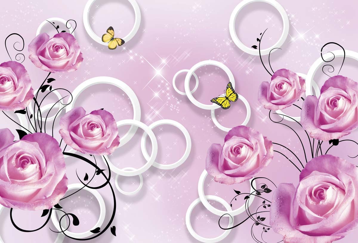 Фотообои WS Wallpaper 3D цветы 392x270 см (31171) Фотообои WS Wallpaper 3D цветы 392x270 см (31171)