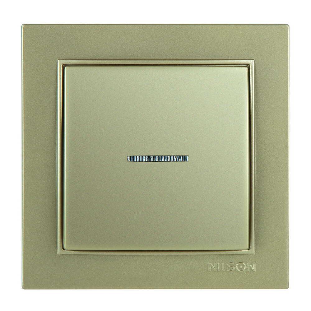 Вимикач одноклавішний Nilson Thor з підсвіткою Золотий (27151002)