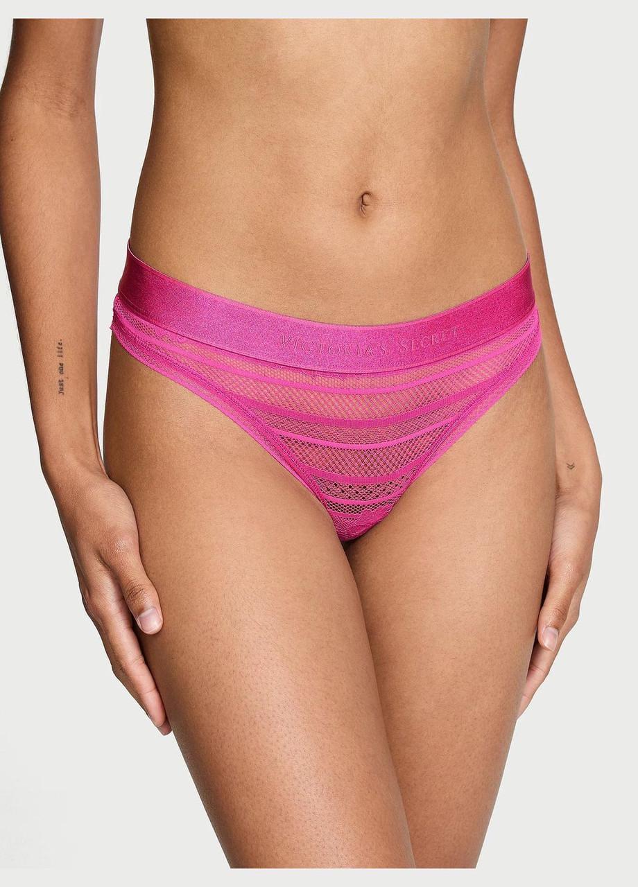 Трусики женские Victoria's Secret стринги Logo Lace Thong XS Розовый (2530478021)