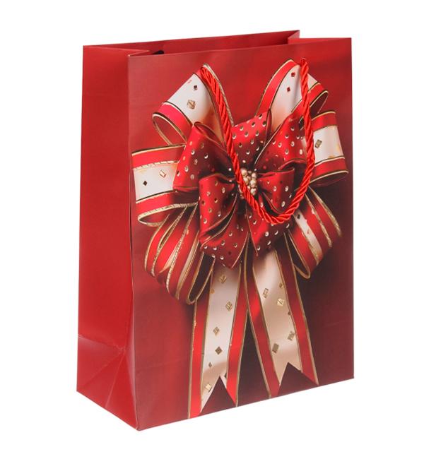 Новогодний пакет Бантик-03 26х32х10 см (10575) - фото 1 Новогодний пакет Бантик-03 26х32х10 см (10575) - фото 1