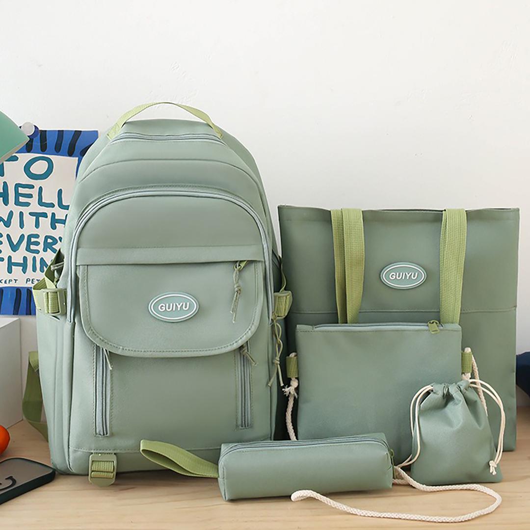 Школьный рюкзак для девочки GUIYU 5в1 5-11 класс Зеленый (27668067)