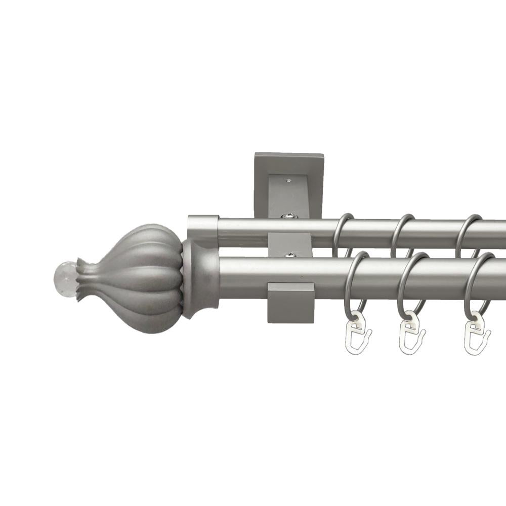 Карниз Orvit Таджа-Кристал металевий дворядний техно гладка труба кільце металеве 25/19 мм 160 см Сатин (00-00026437)