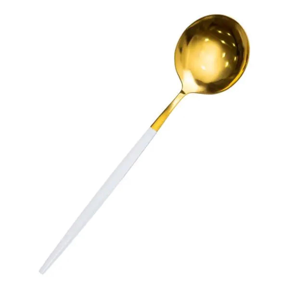 Набор столовых ложек из нержавеющей стали HP-20-8 21 см 6 шт. Белый/Золотой (A-033705) - фото 2 Набор столовых ложек из нержавеющей стали HP-20-8 21 см 6 шт. Белый/Золотой (A-033705) - фото 2