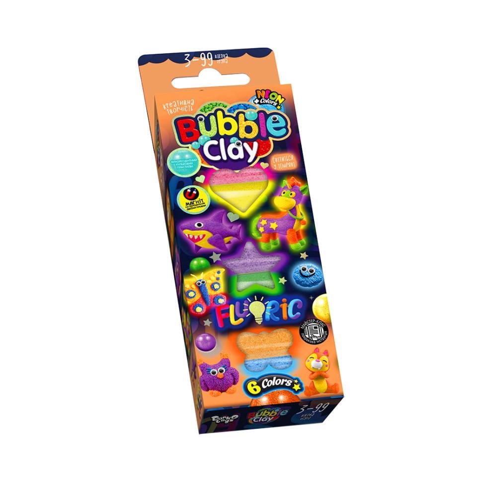 Набір для творчості Danko Toys BUBBLE CLAY FLUORIC укр. від 3 років 12х6х2 см Різнокольоровий (PZ-340-P-230)