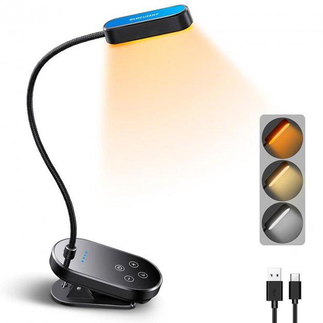 Настольная лампа аккумуляторная Glocusent Mini Clip-On Book Light 1600/3000/5000K Black (11011689) - фото 2