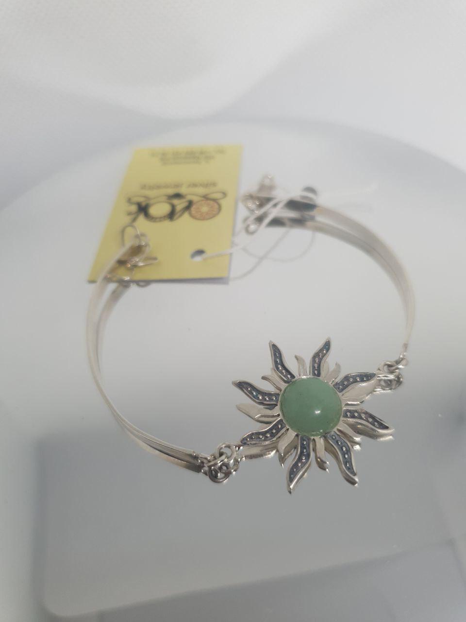 Браслет срібний Сонце з камінням нефрит 925 проба (2607612427) - фото 11