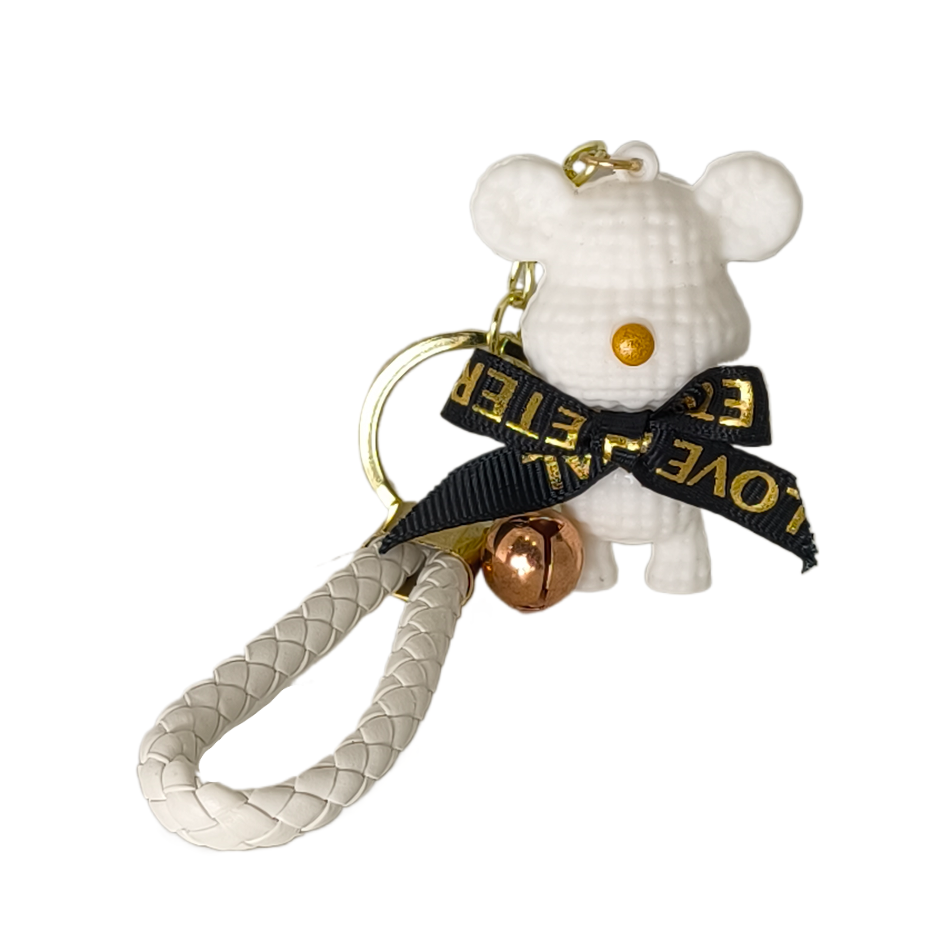 Брелок Love is Eternal Мишка с бантом Белый (29307)