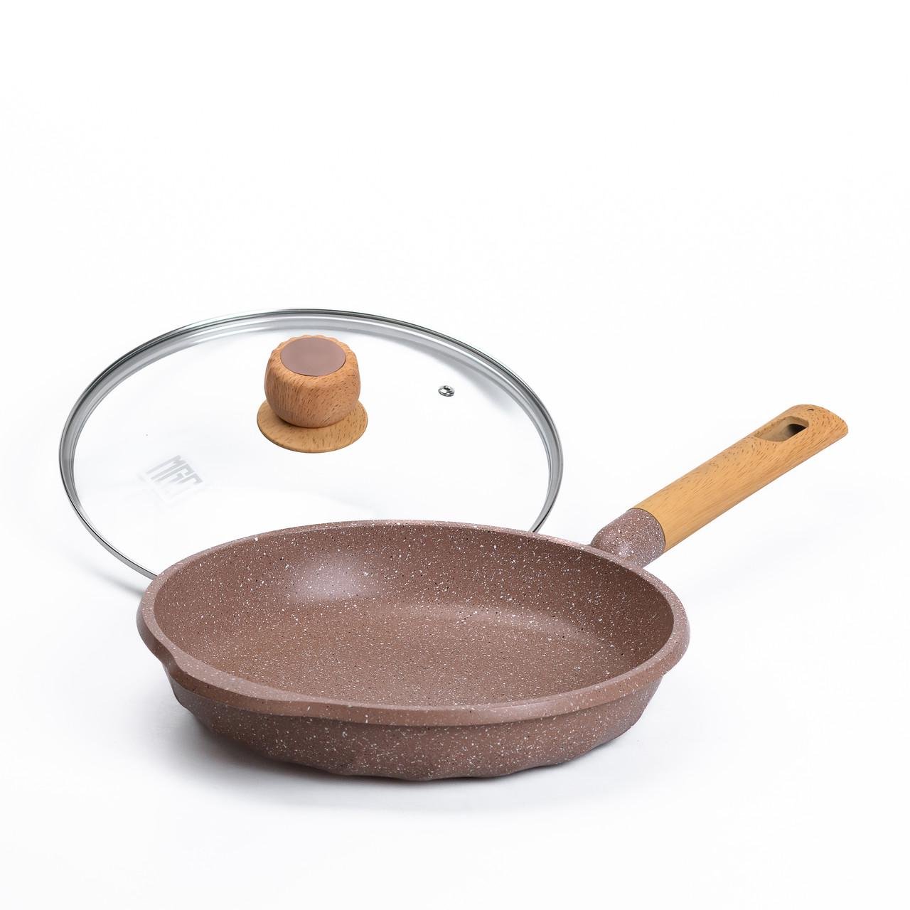 Сковорода алюмінієва MGC 2,8 л з мармуровим покриттям антипригарним Ø 28 см Кавовий - фото 4 Сковорода алюмінієва MGC 2,8 л з мармуровим покриттям антипригарним Ø 28 см Кавовий - фото 4