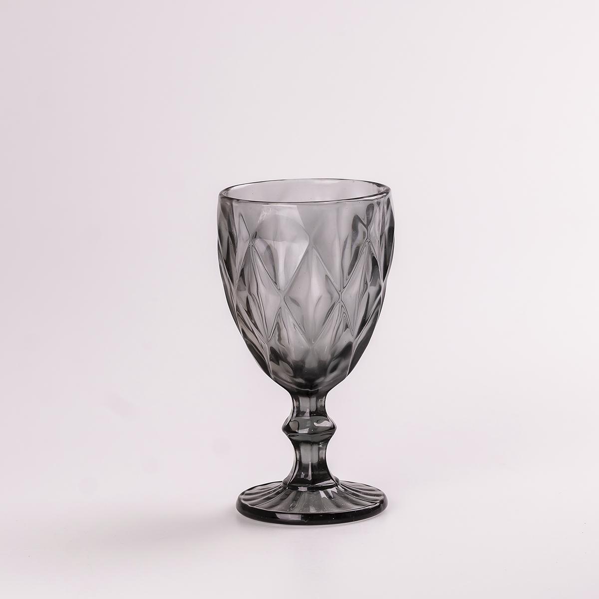 Набір келихів для вина фігурні грановані із товстого скла 6 шт. Сірий (HP034G) - фото 2 Набір келихів для вина фігурні грановані із товстого скла 6 шт. Сірий (HP034G) - фото 2
