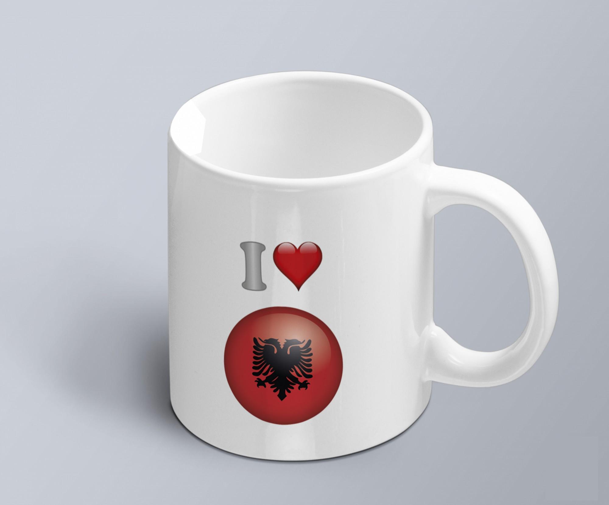 Чашка с принтом я люблю Албанию с изображением флага (02010109017)