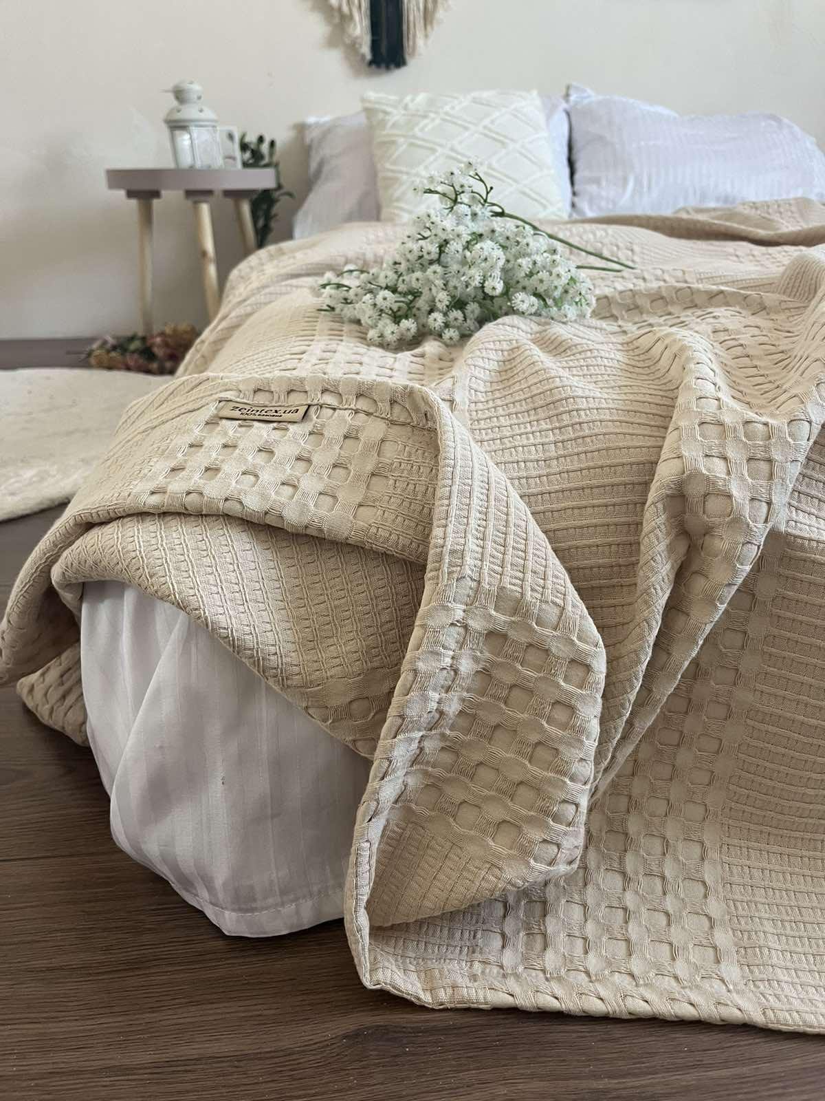 Покрывало вафельное Марокко 140х200 см Бежевый (18093954)