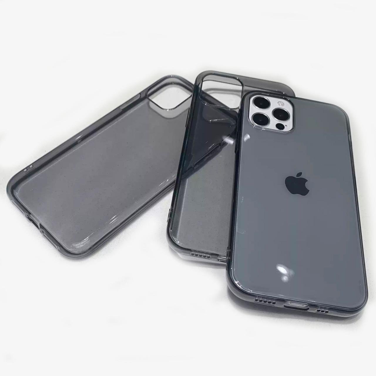 Прозрачный силиконовый чехол накладка Silicone Case 0.9mm for iPhone 12 Pro Max, Black