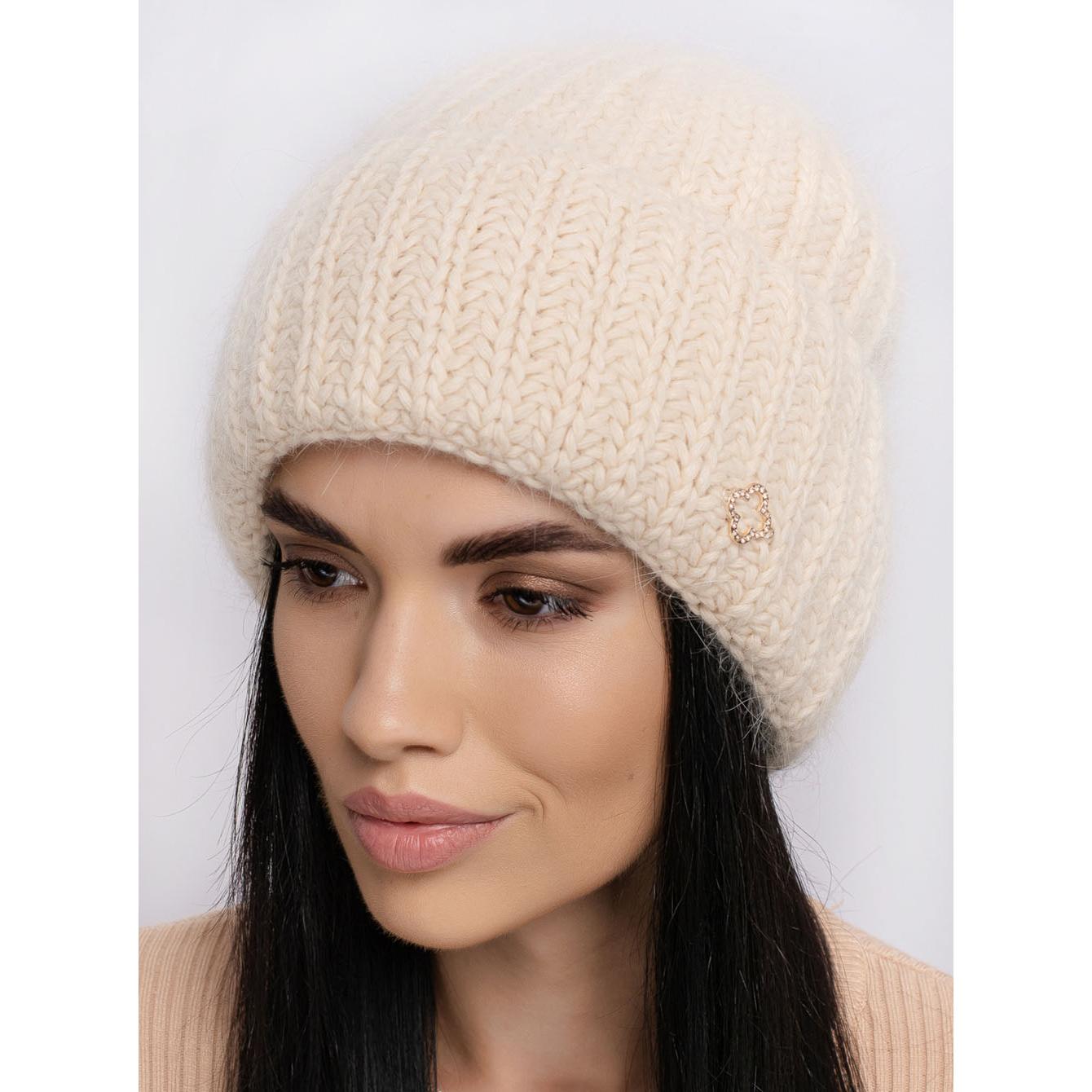 Шапка ангоровая Leks Троянда one size Жемчуг - фото 1 Шапка ангоровая Leks Троянда one size Жемчуг - фото 1