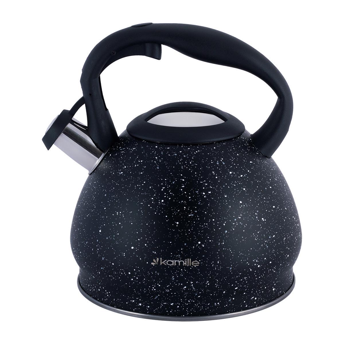 Чайник со свистком Kamille KM-1086 из нержавеющей стали и нейлоновой ручкой 2,7 л Черный мрамор (150-84-1086) - фото 3 Чайник со свистком Kamille KM-1086 из нержавеющей стали и нейлоновой ручкой 2,7 л Черный мрамор (150-84-1086) - фото 3