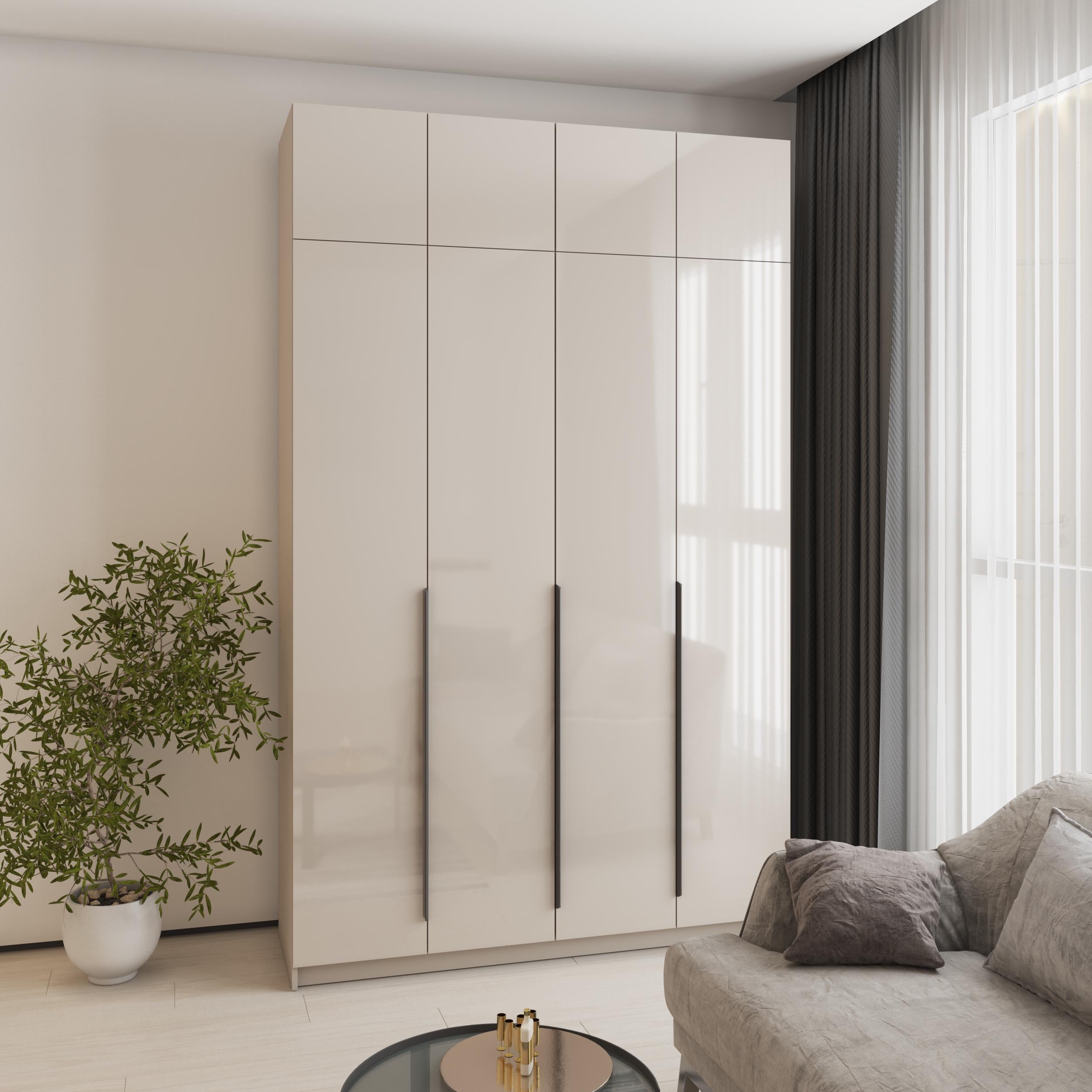 Шкаф 4-дверный с антресолью MebelStar Оскар Gloss BL-B комплект полок 160x52x260 см Кашемир (MBS-5518) Шкаф 4-дверный с антресолью MebelStar Оскар Gloss BL-B комплект полок 160x52x260 см Кашемир (MBS-5518)