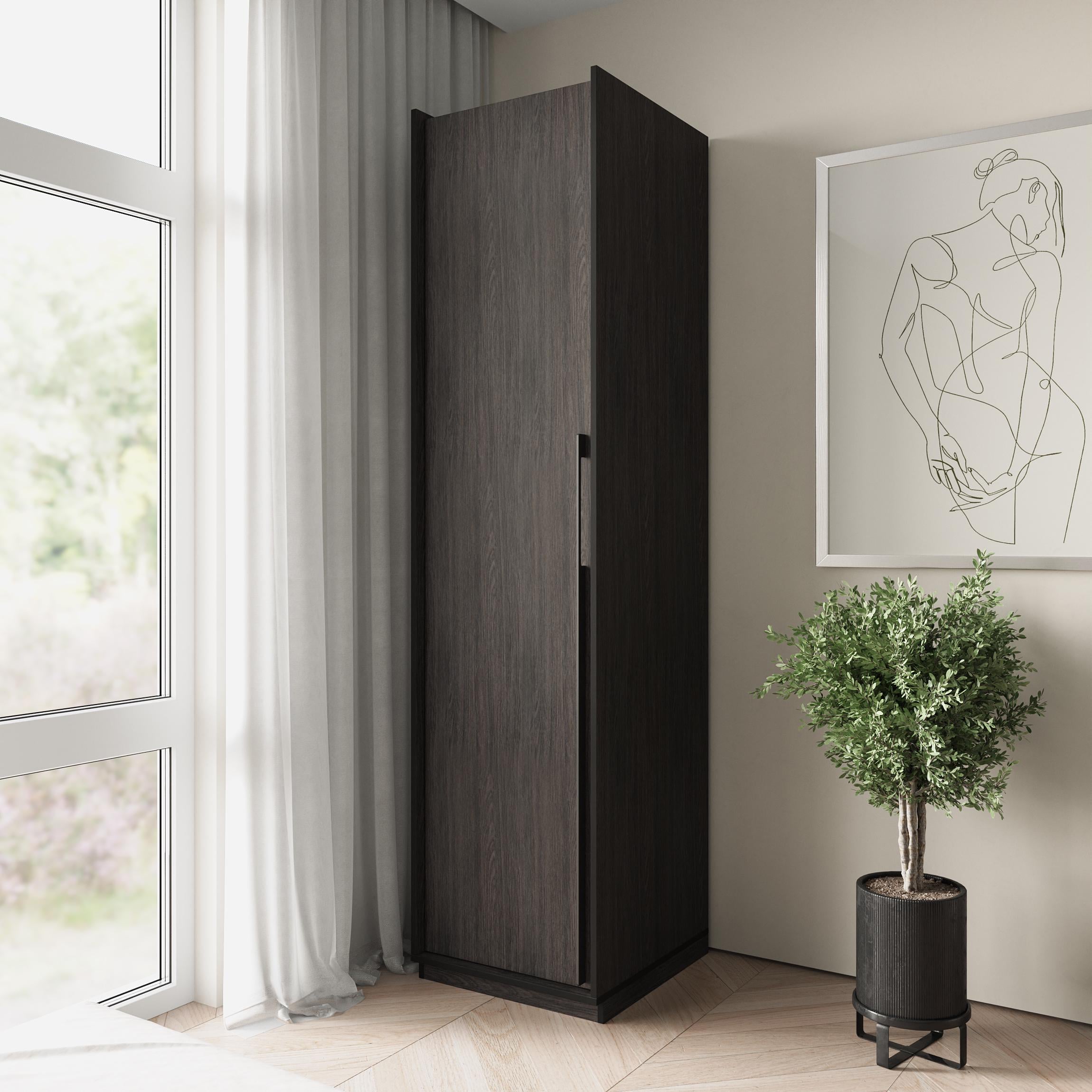 Шкаф распашной Moreli R-0012 со штангой на одну дверку с левым открытием Венге темный