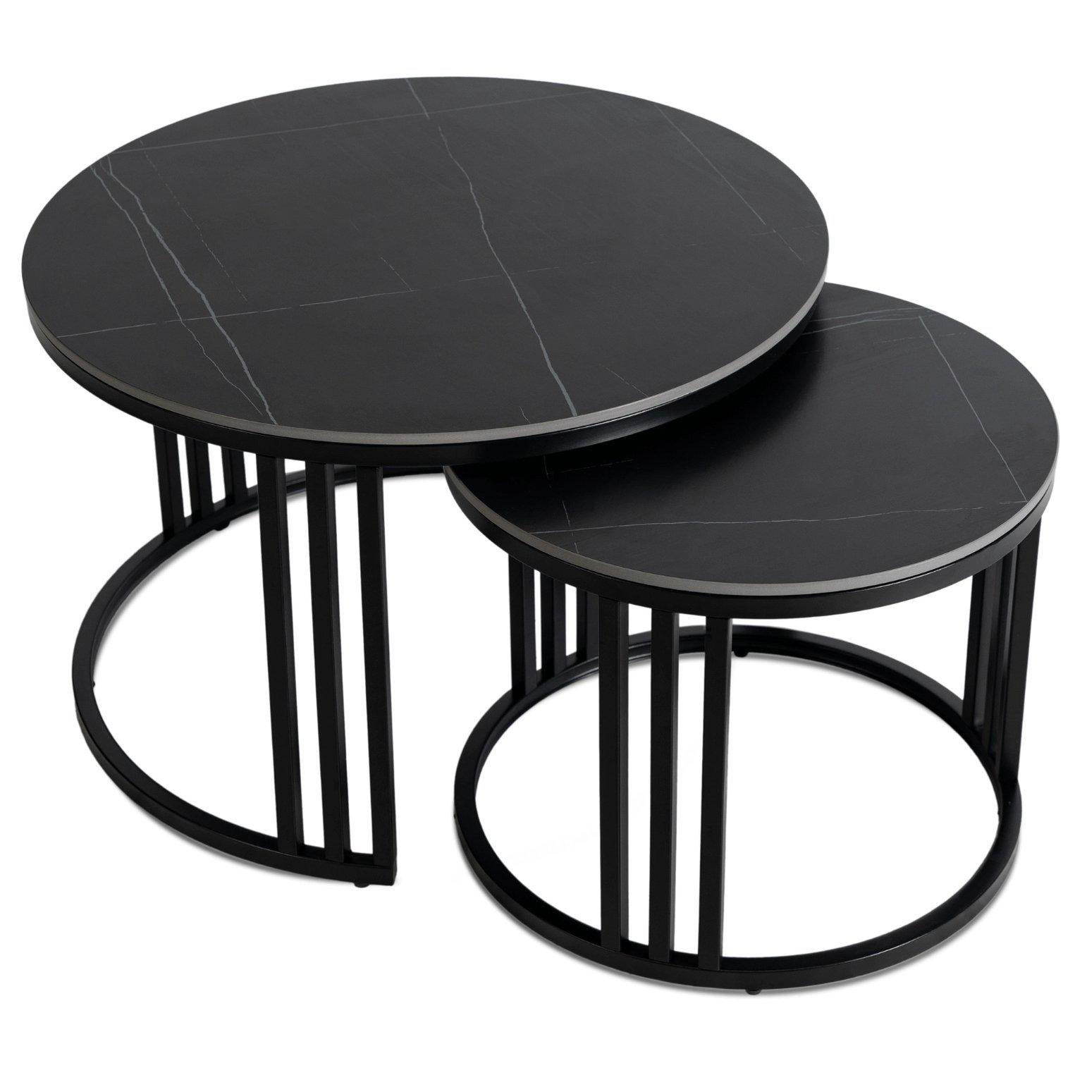 Комплект журнальных столов Mebel Elite JERRY Marmur 2 шт. Черный (ME.JERRY/CZCER/L)