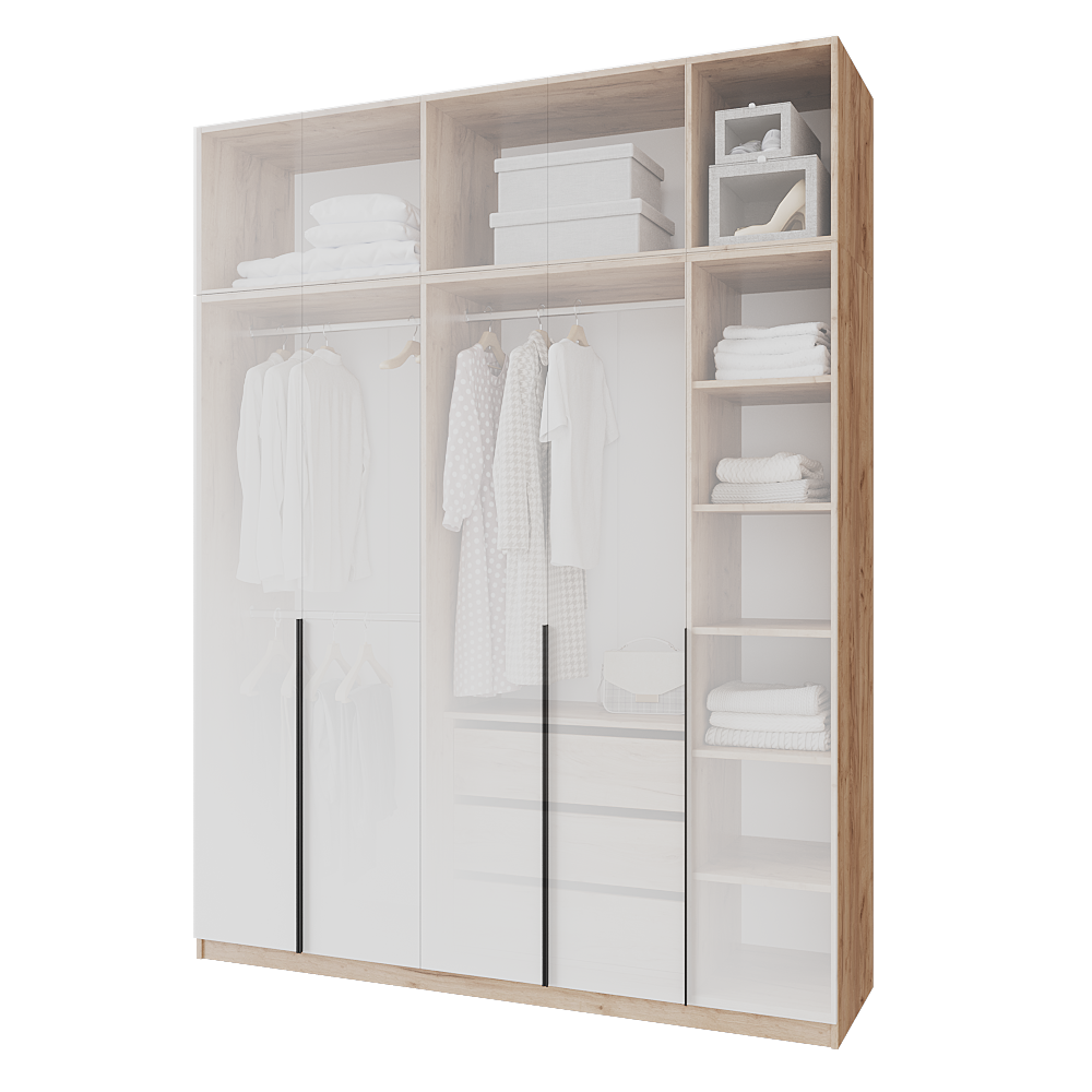 Шкаф распашной с тумбой и антресолью Меблітренд Чиназес Чита-2000.4 2000х500х2450 мм Дуб крафт золотой/Белый (27438138) - фото 3 Шкаф распашной с тумбой и антресолью Меблітренд Чиназес Чита-2000.4 2000х500х2450 мм Дуб крафт золотой/Белый (27438138) - фото 3