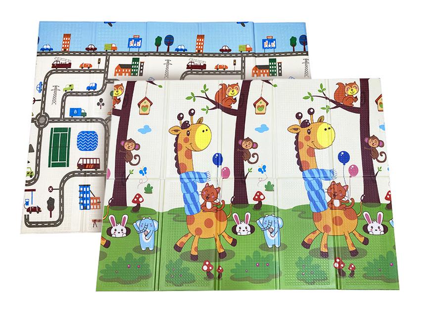 Развивающий коврик детский двухсторонний Город 11/Животные 30 с сумкой 200х150х1 см (1996940986)