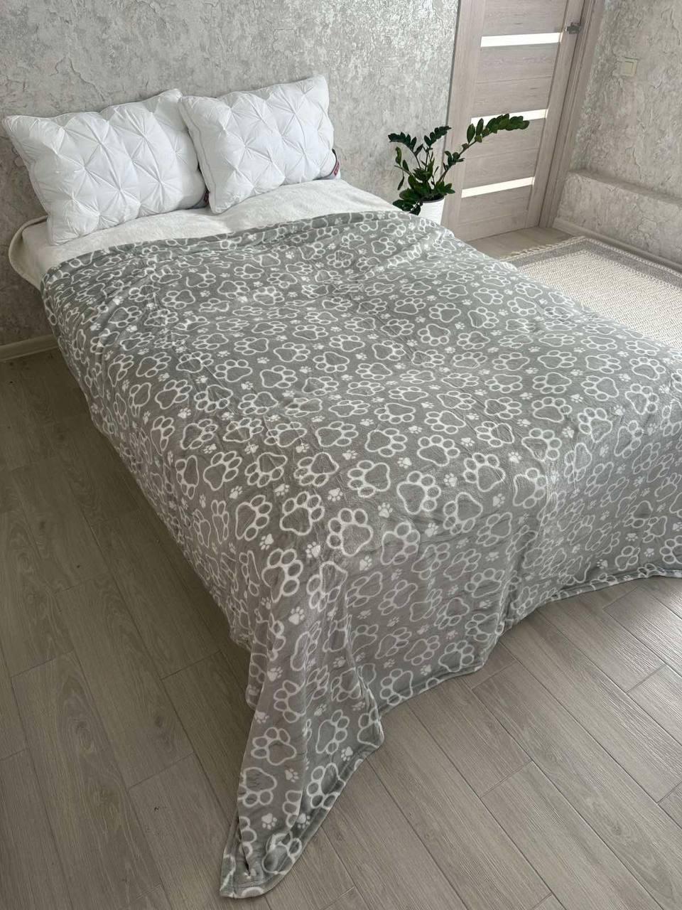 Плед велюровый плюшевый евро 200x220 см Серый (Д-al-velurpl-007)