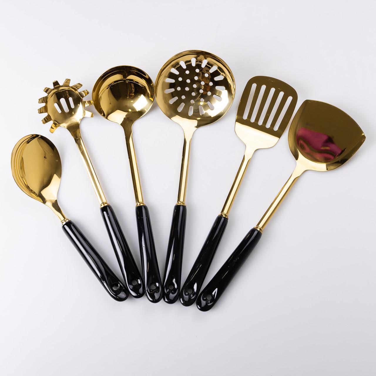 Набір кухонного приладдя на підставці 6 шт. Чорний (HP-20-66) - фото 3