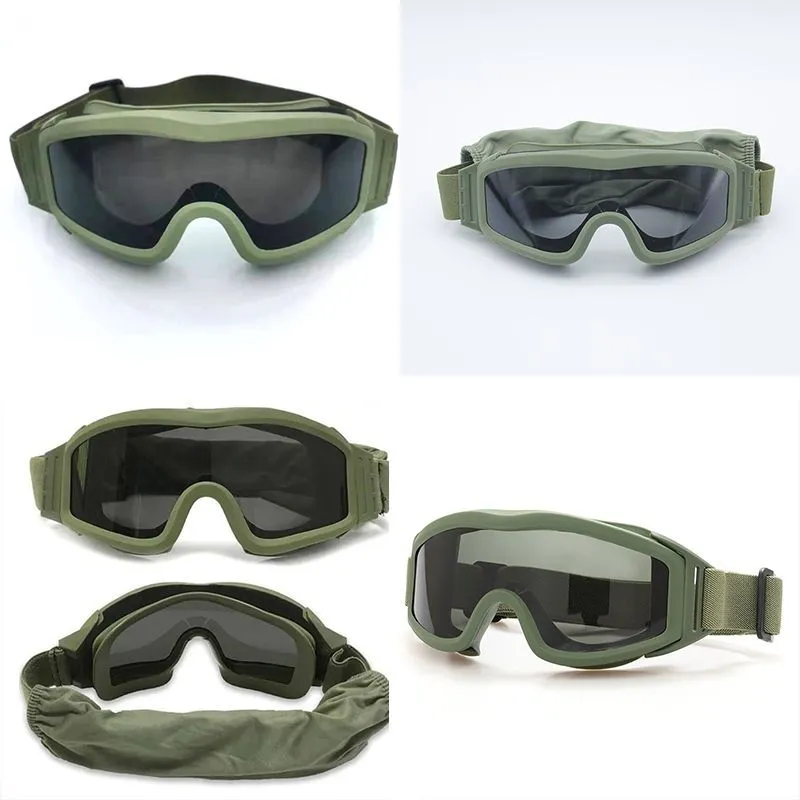 Очки-маска со сменными линзами 3 линзы и чехол Оливковый - фото 5