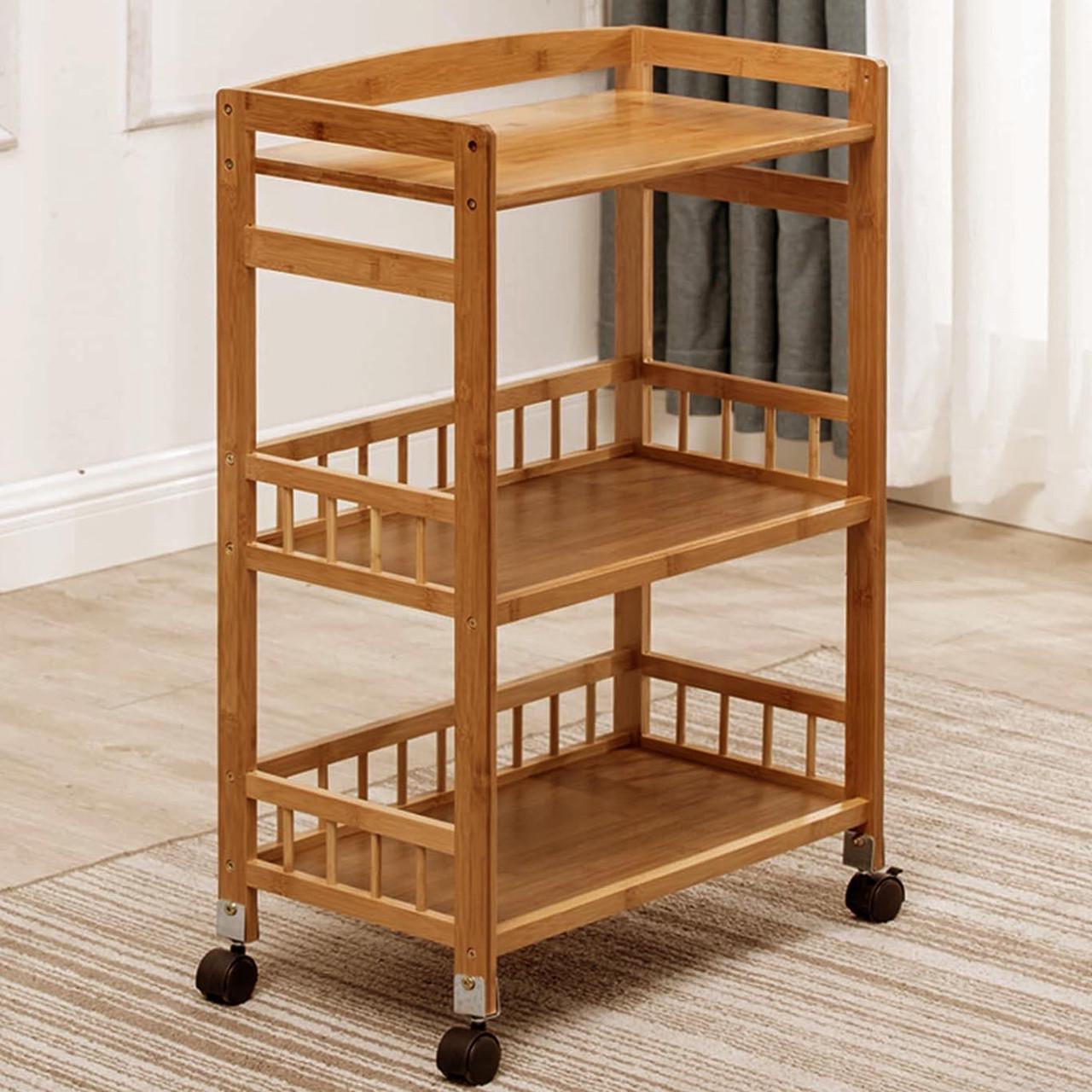 Этажерка для ванной из дерева на колесиках Комуния Охра (АБТ-006304)
