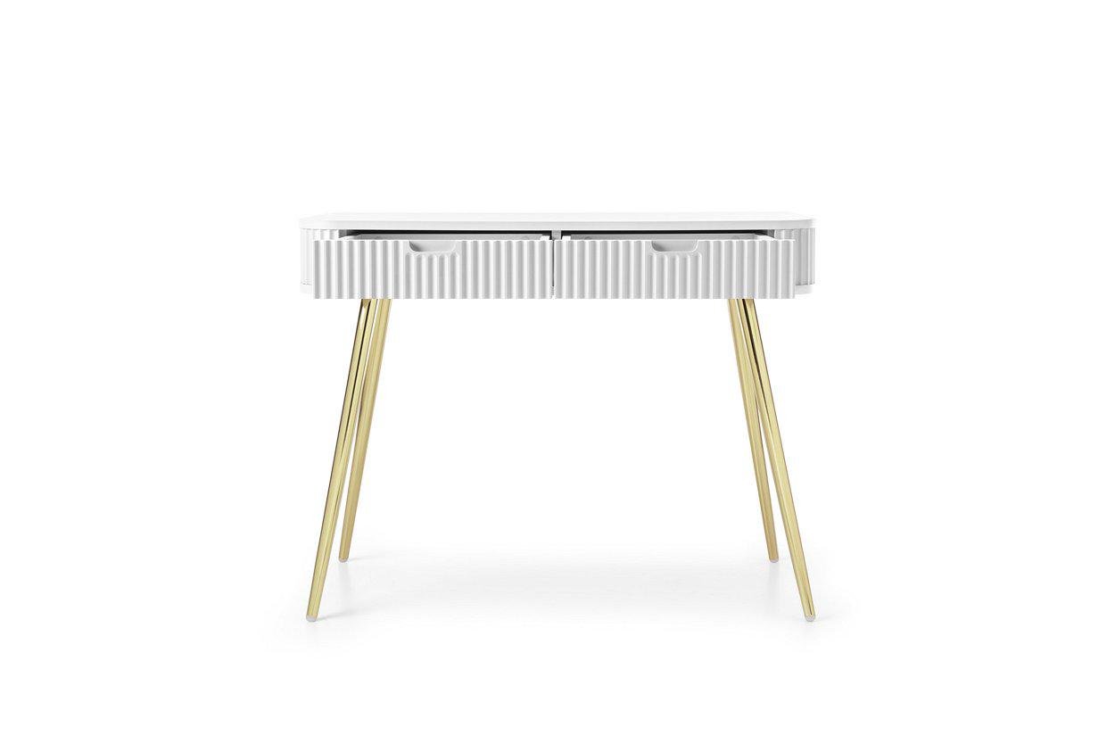 Туалетный стол Perfect Home T103 Zova ЛДСП/МДФ/металл Белый/Золотистый (50723) - фото 4 Туалетный стол Perfect Home T103 Zova ЛДСП/МДФ/металл Белый/Золотистый (50723) - фото 4