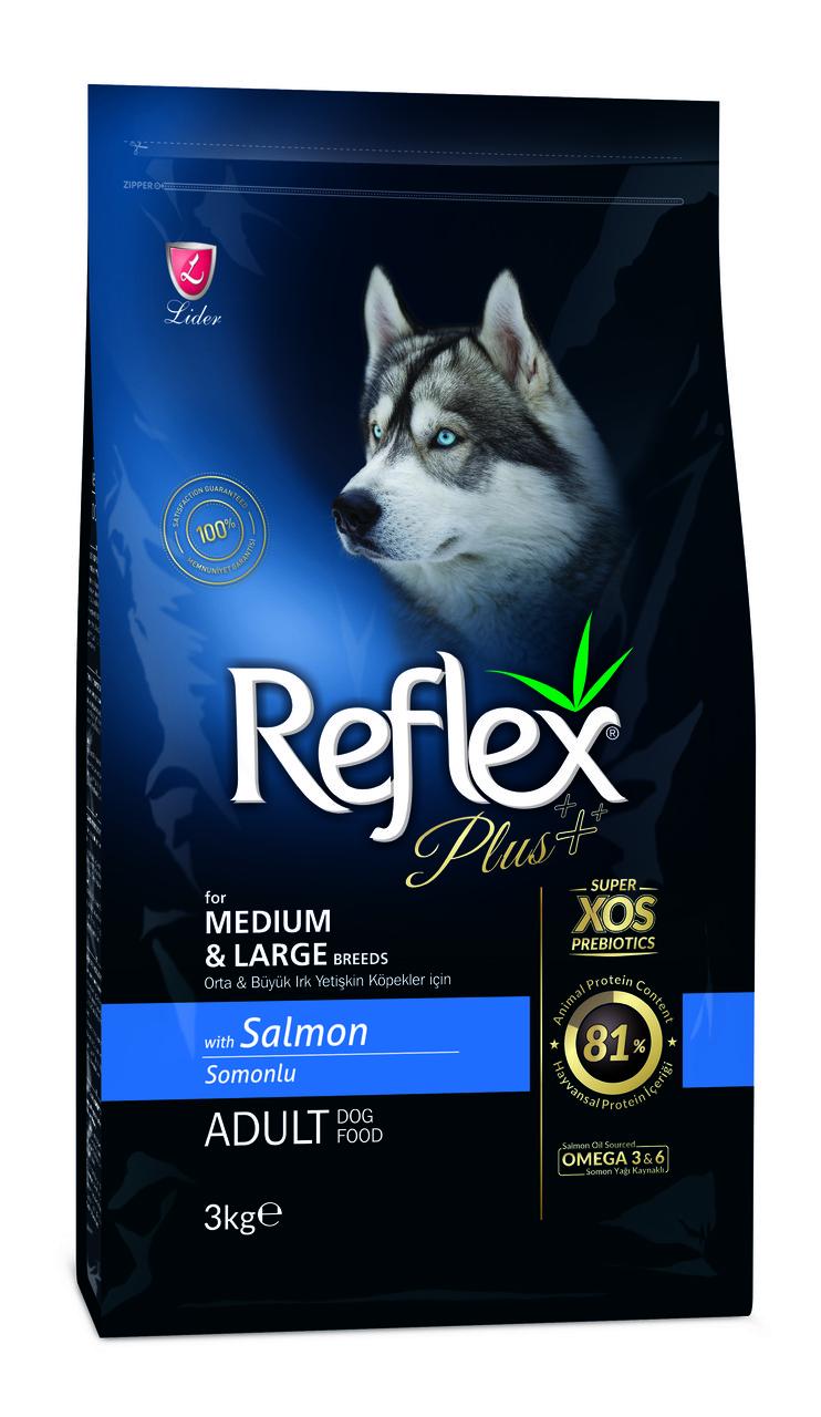Корм для собак середніх та великих порід сухий Reflex Plus з лососем 3 кг (RFX-106)