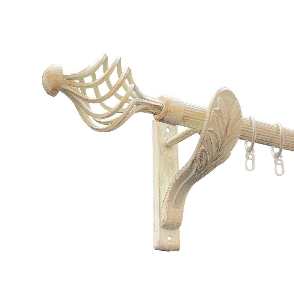 Карниз для штор Orvit Арезо рифленый однорядный 25 мм 240 см Белое золото (00-00010601)