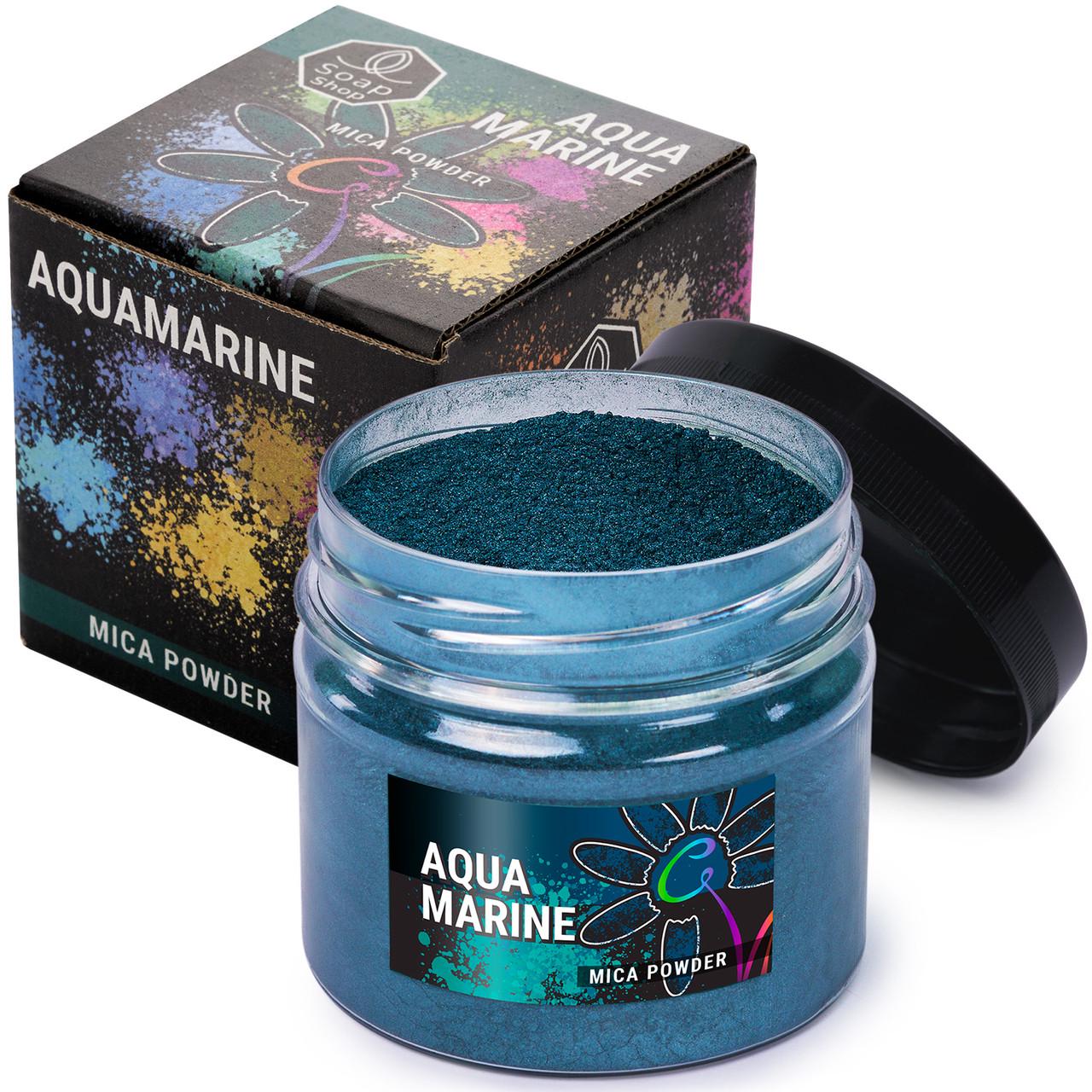 Пігментний порошок слюдяний Alexes Aquamarine для епоксидної смоли/мила/макіяжу та манікюру банка 57 г Аквамарин