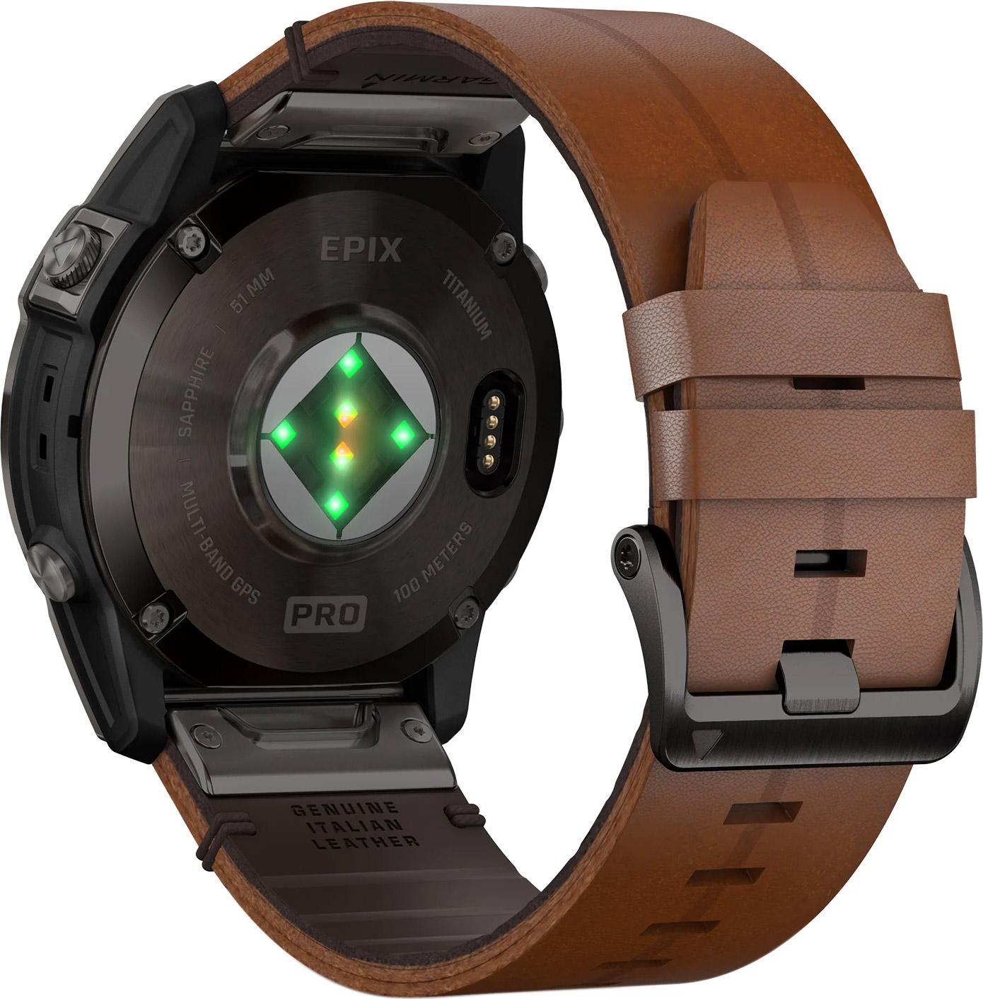 Смарт-годинник Garmin Epix Pro Gen2 Sapphire Edition Carbon Grey DLC Titanium with Chestnut Leather Band (010-02804-30/31) - фото 3