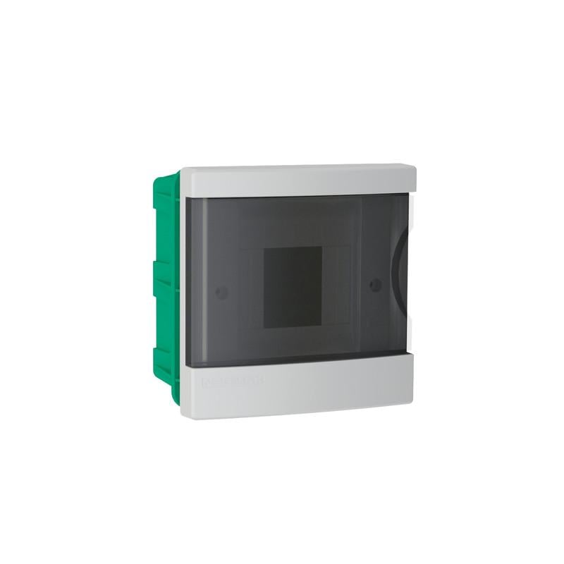 Щит розподільчий Neomax 4 модуля пластик 140x140x96 мм вбудований прозорі двері (NX4204)