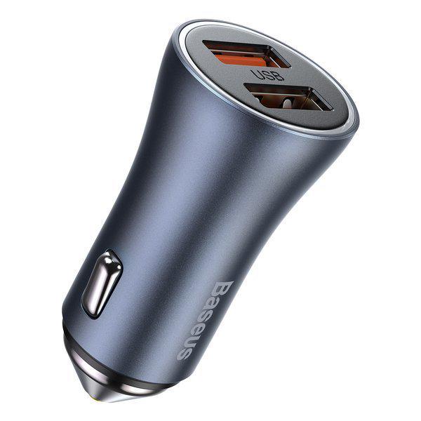 Зарядное устройство автомобильное Baseus Golden Contactor Pro Dual Quick Charger Car Charger U+U 40 W Dark-gray (09909)