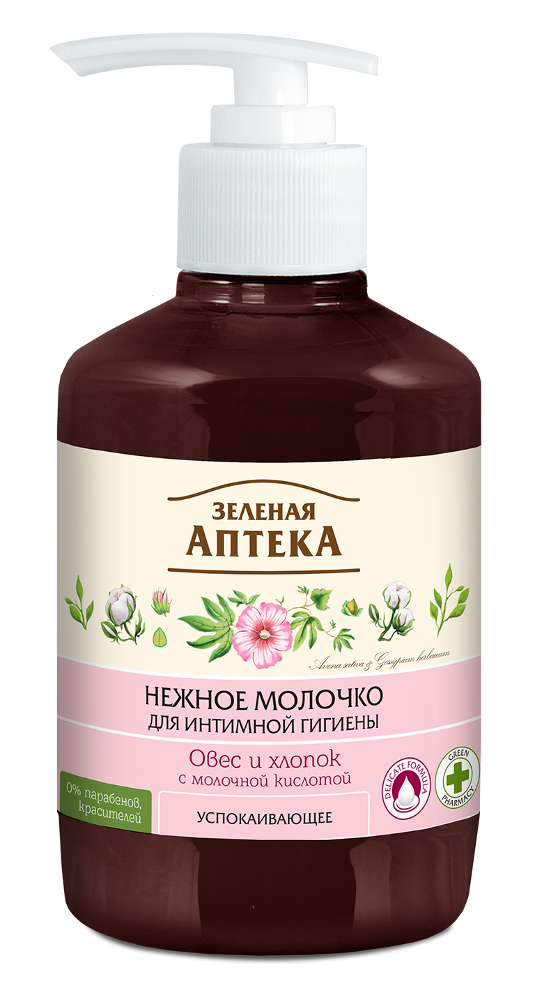 Молочко для інтимної гігієни Зелена Аптека Овес и бавовна 370 мл (4823015935107) - фото 1