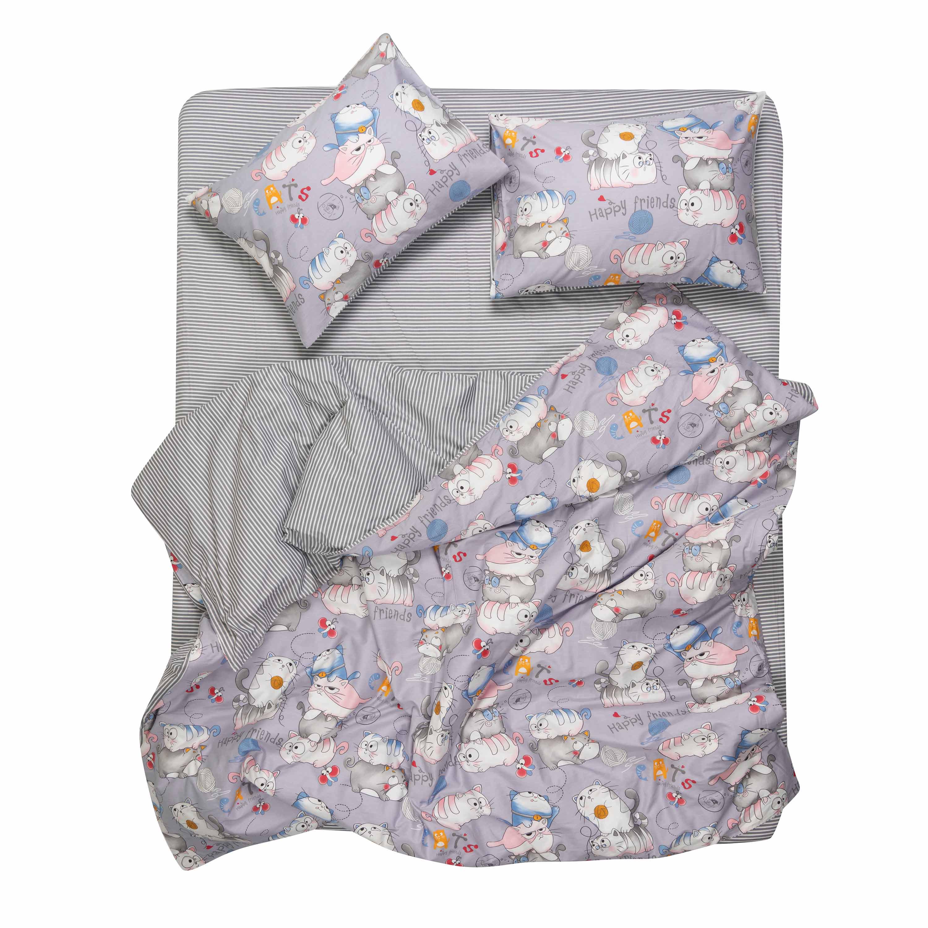 Комплект постельного белья Ardesto Gloria Веселые котики полоска полуторная 160х220 см (ART1622FC) - фото 7 Комплект постельного белья Ardesto Gloria Веселые котики полоска полуторная 160х220 см (ART1622FC) - фото 7