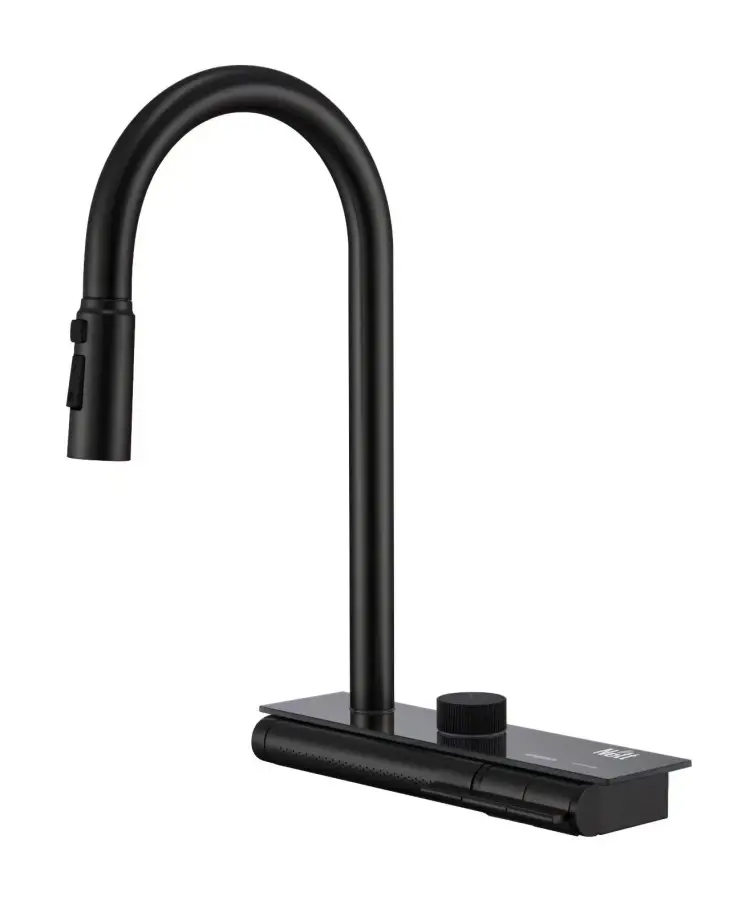 Змішувач для кухні Nett OB-38 з водопадом і висувною лійкою Чорний (NET-033620)