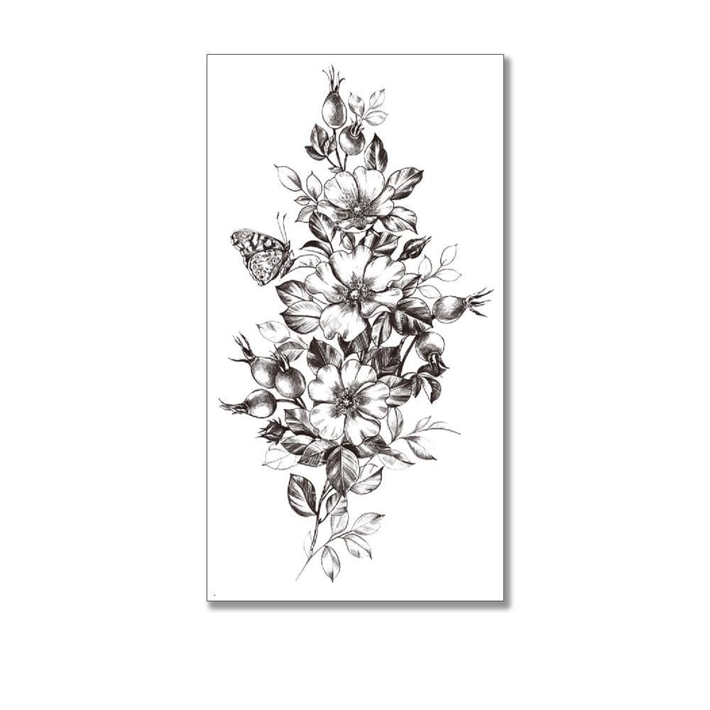 Тату тимчасове водостійке 3D велике Квіти та метелик XQB-360 19,5х9,5 см (4506420) Тату тимчасове водостійке 3D велике Квіти та метелик XQB-360 19,5х9,5 см (4506420)