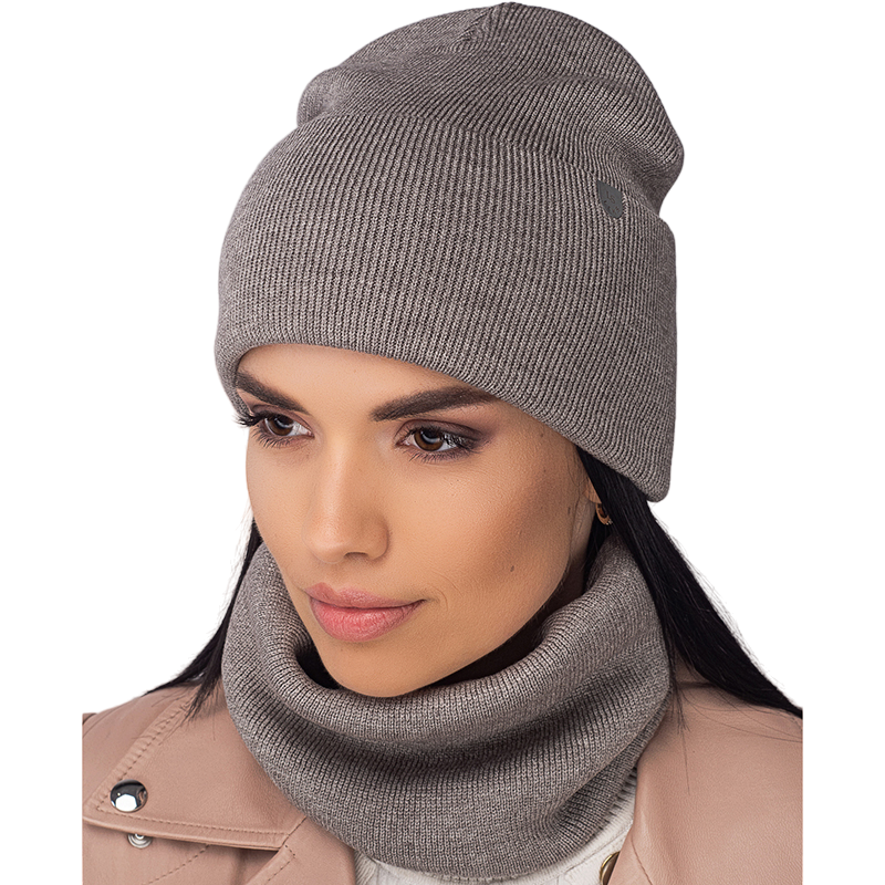 Комплект шапка с бафом женский Leks Антураж One size Серый (120932)