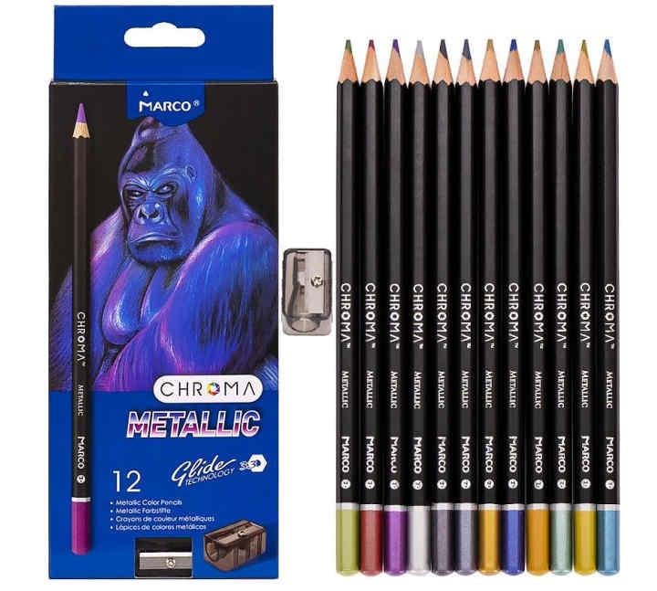 Олівці кольорові Marco Chroma Metallic 12 кольорів