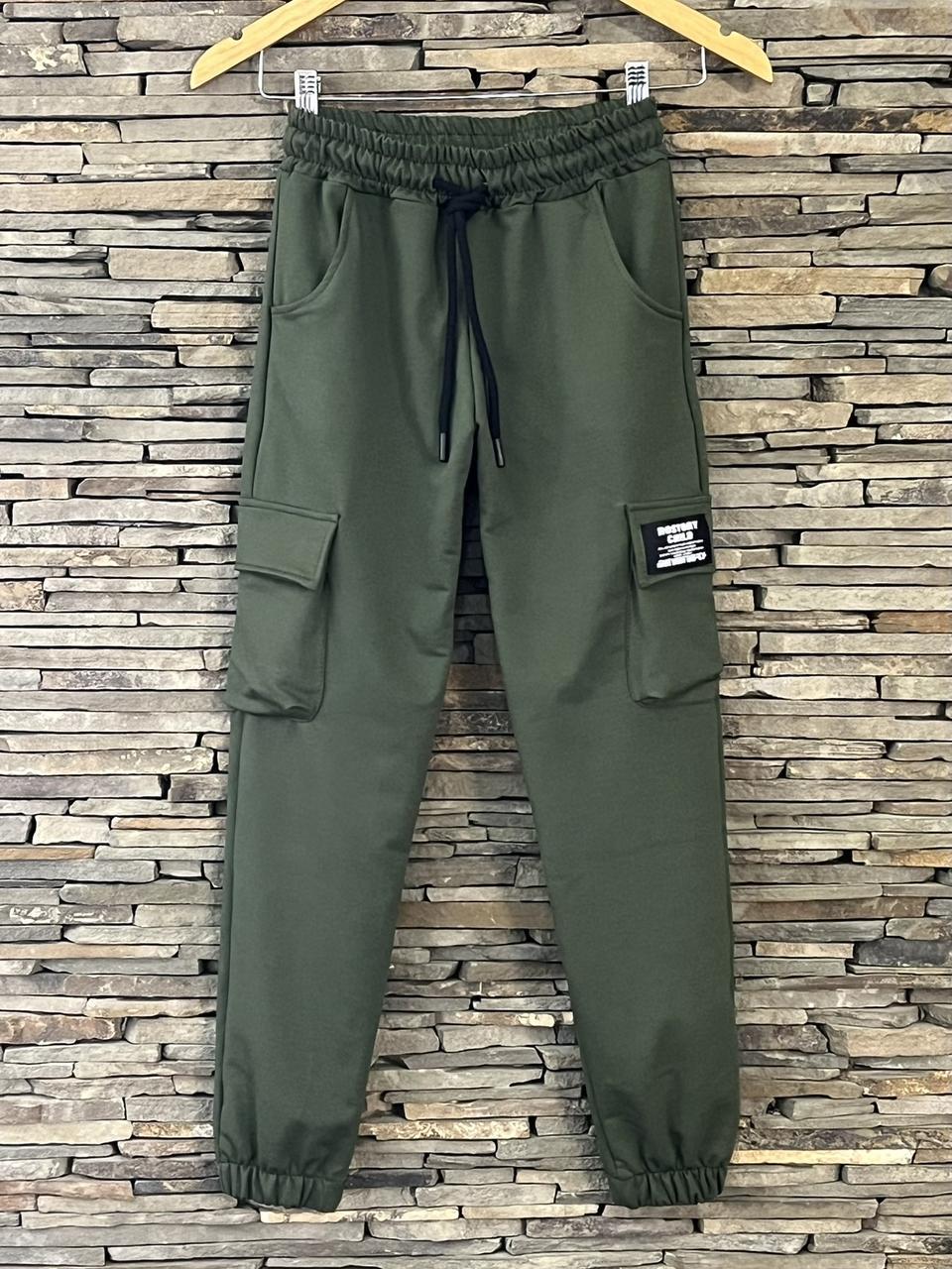 Джогеры-карго с карманами для мальчика 158 см Хаки (127203) Джогеры-карго с карманами для мальчика 158 см Хаки (127203)