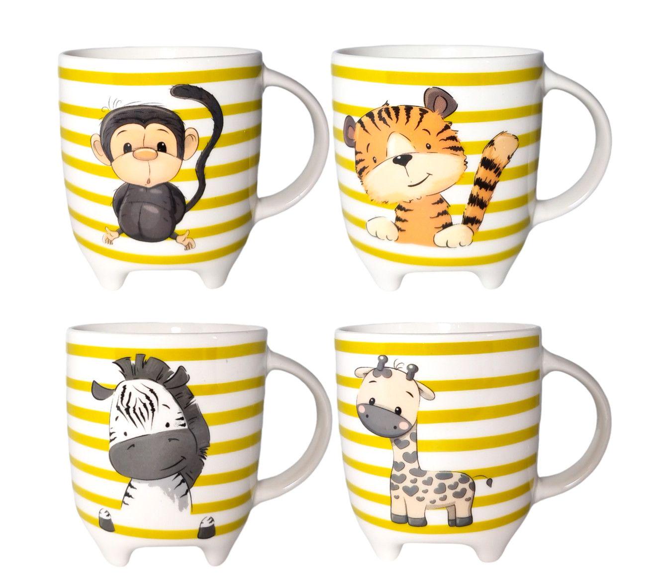 Чашка детская S&T Animals 4160-81 в желтую полоску с рисунками животных 360 мл 12 шт. Микс (169-135-4160-81)