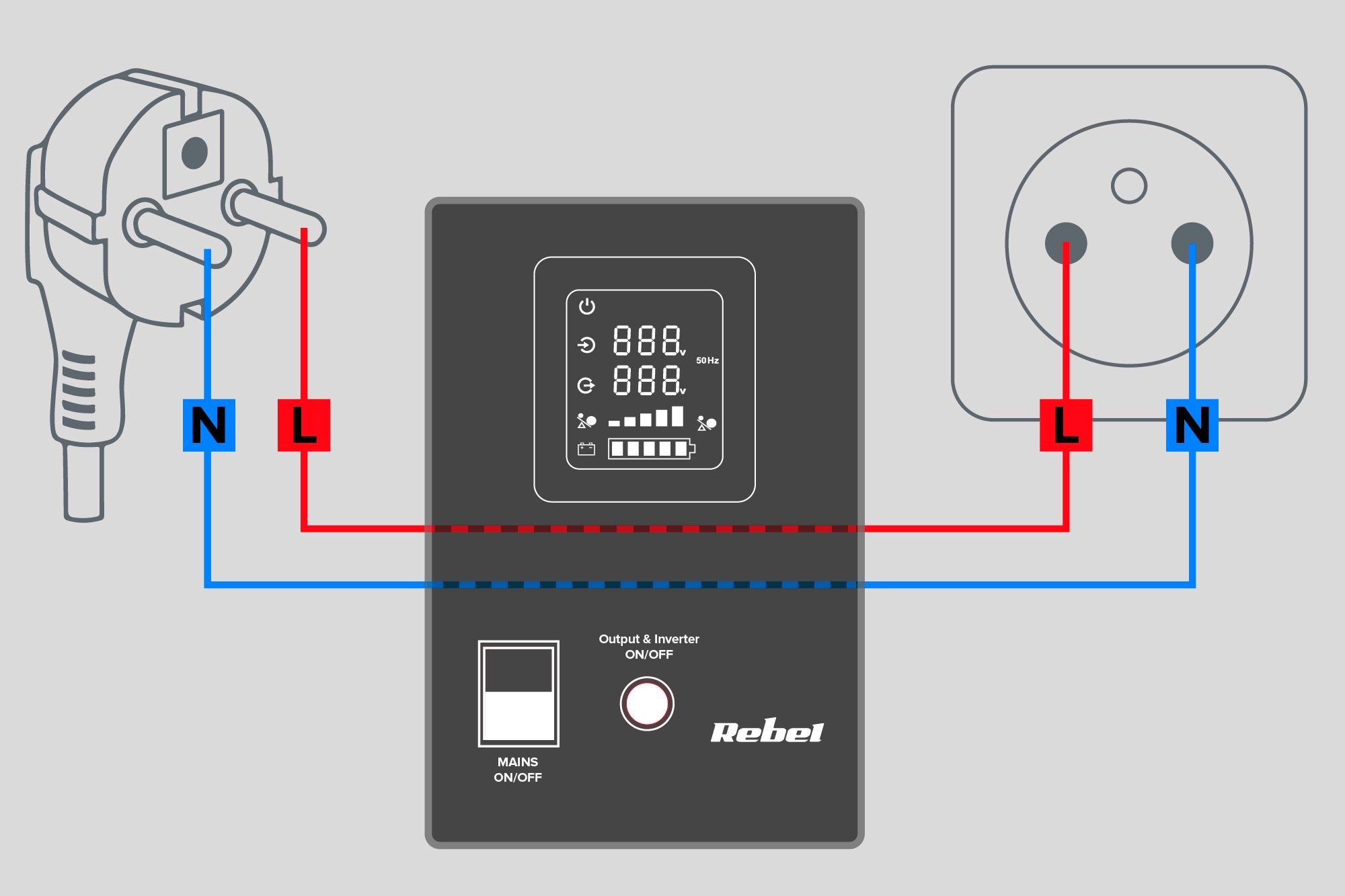 Джерело безперебійного живлення Rebel POWER-1000 12V 1000VA 700W для котла (RB-4003) - фото 6