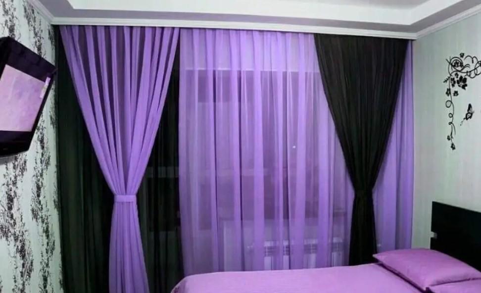 Шторы шифон 1,5x2,9 м 3 шт./3х2,9 м 1 шт. Фиолетовый/Венге (001дк)