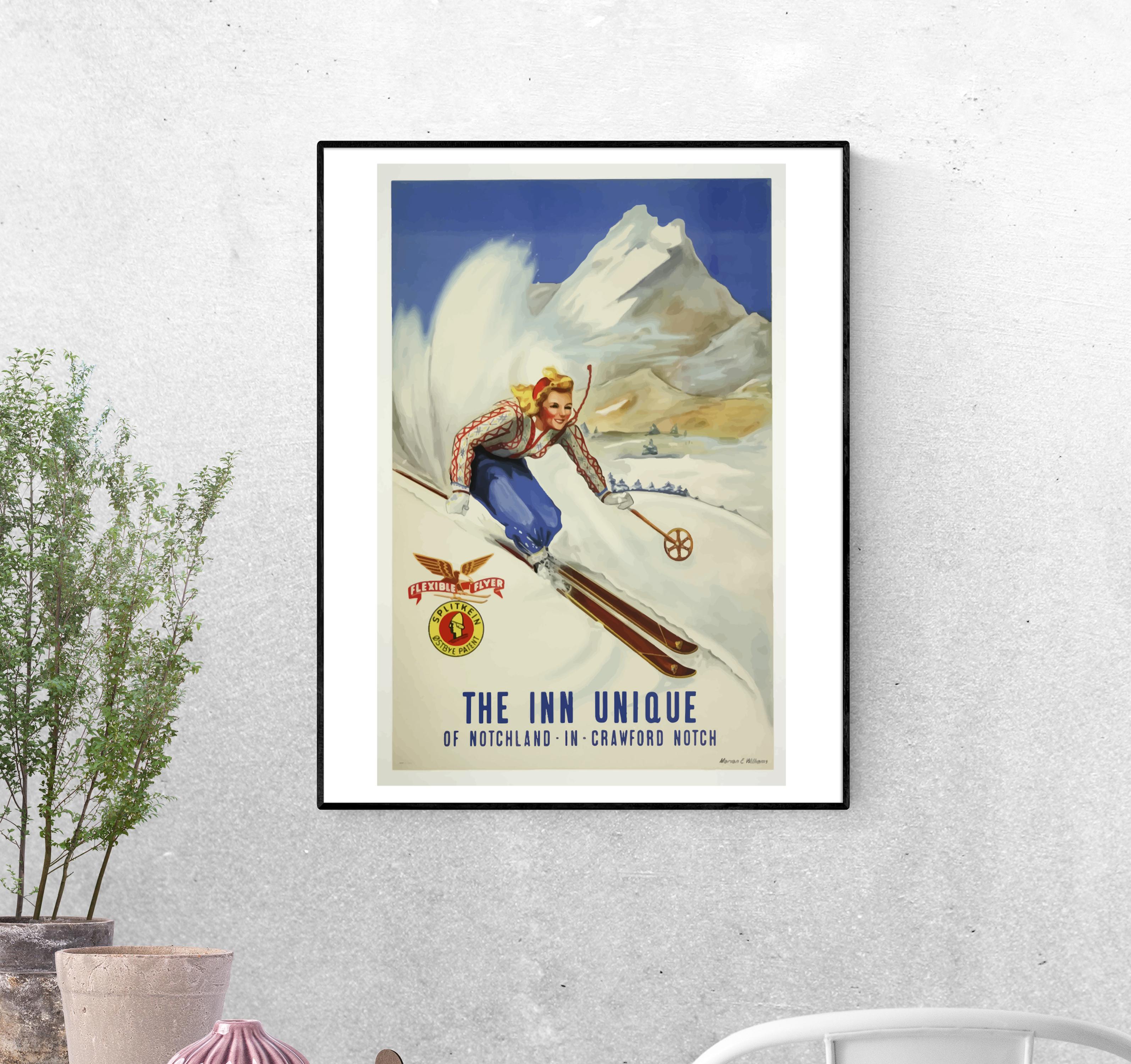 Тревел-постер Девушка съезжает на лыжах формат А-3