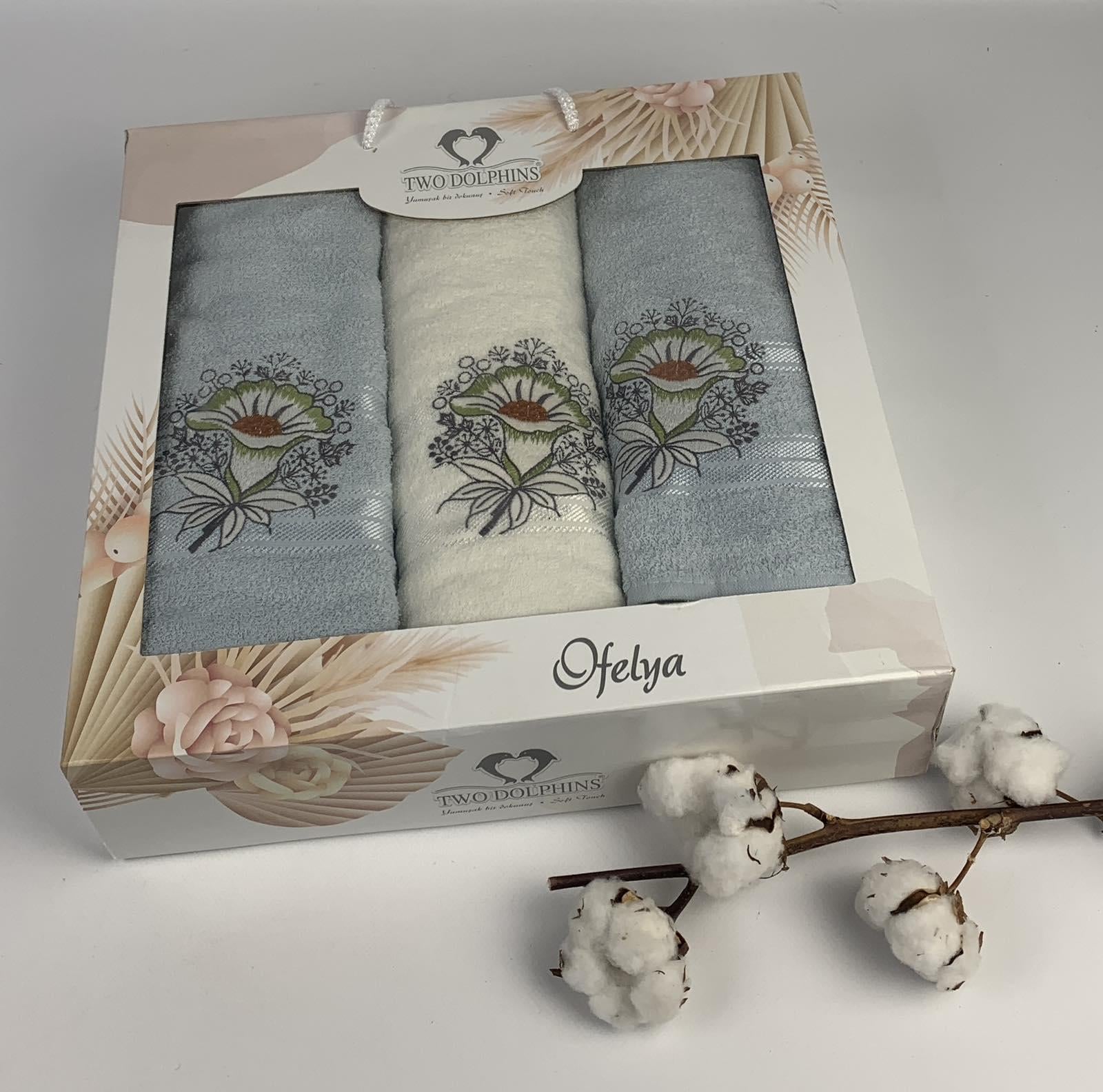 Набор полотенец Two Dolphins Ofelya 3 шт. 50x90/70x140 см Светло-синий (CN30163)