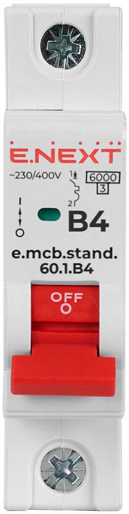 Автоматический выключатель E.NEXT e.mcb.stand.60.1.B4 1р 4А 6 кА B (s001104) - фото 2