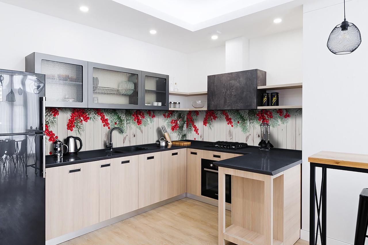 Кухонный фартук Новогодний колорит из самоклеющейся виниловой пленки 60х250 см Бежевый Кухонный фартук Новогодний колорит из самоклеющейся виниловой пленки 60х250 см Бежевый