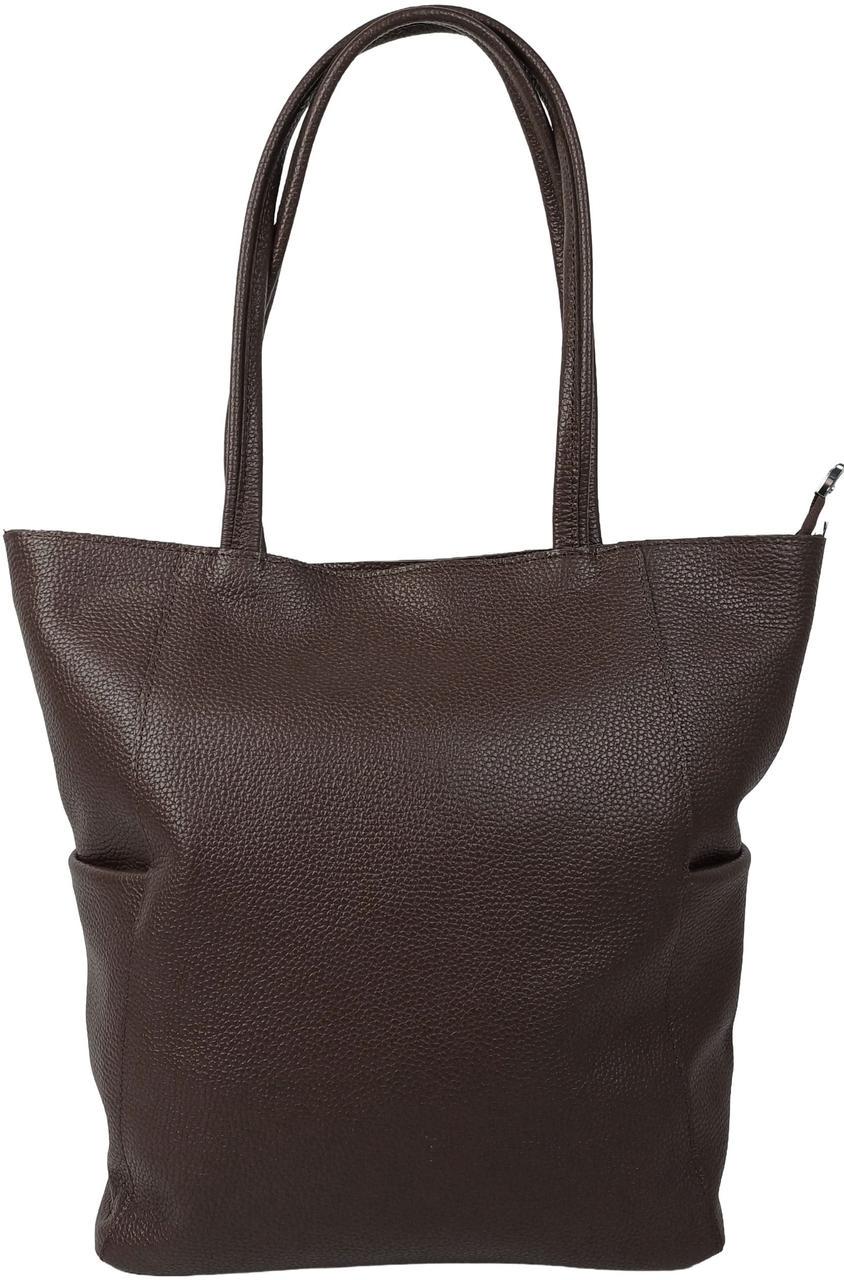 Сумка женская Borsacomoda из натуральной кожи на двух ручках Темно-коричневый