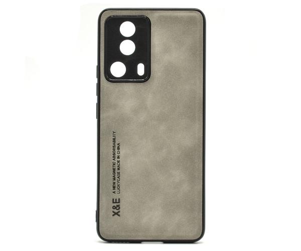 Кожаный чехол - накладка X&E с металлической вставкой для Xiaomi 13 Lite Серый